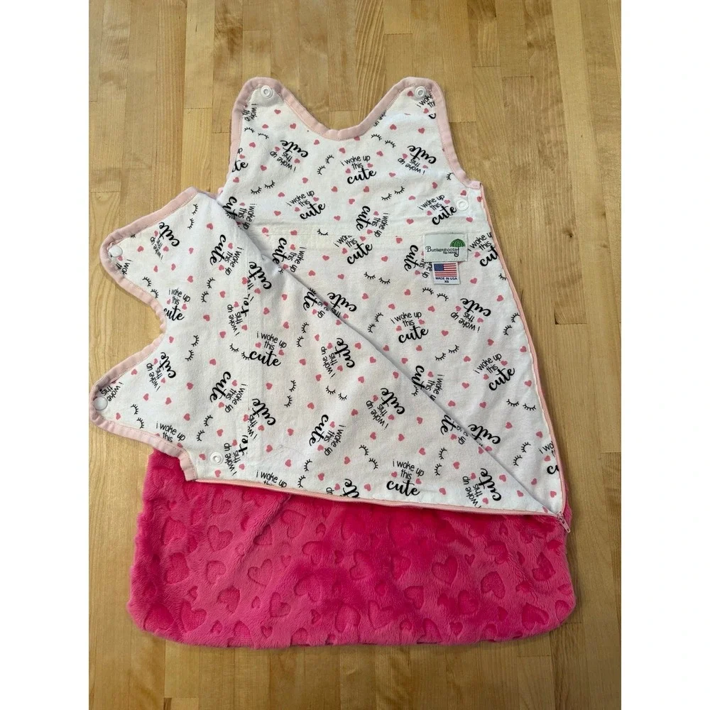 Bumbershoots by Nana Sleep Sack, Marzipan Pink Hearts, XS, Excellent, MSRP $95